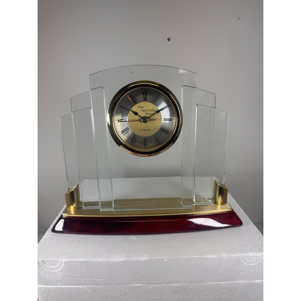 Vintage Danbury Mint Clock Glass Mantle/ Desk Clock Mid Century Modern Replica